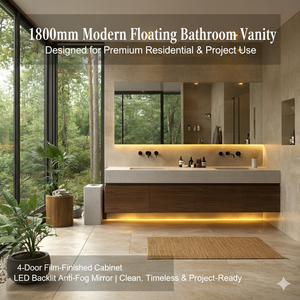 Mobile Bagno di Lusso con <span class=keywords><strong>Doppio</strong></span> Lavabo, Armadietto Salvaspazio Intelligente per Bagno con Lavabo Integrato - Product Image 3