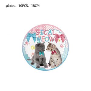 Artículos para Fiestas, Platos de Papel, Vasos, Accesorios de Mesa, Decoración para Bodas y Graduaciones, Adornos de Gatos Bonitos, Juego Decorado para Niños de 7 y 9 Pulgadas JIALIN - Product Image 4