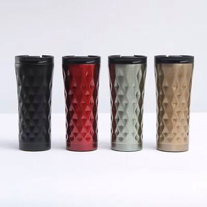 Vaso de Acero Inoxidable con Aislamiento al Vacío, Tapa Abatible Portátil, Vaso Recto para Beber, Vaso Creativo con Forma de Diamante para Coche, Regalo con Impresión - Product Image 1