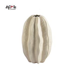 Florero moderno nórdico hecho a mano para decoración del hogar, jarrón de lujo con rayas onduladas naturales, blanco mate, piezas de arte, jarrón - Product Image 5