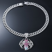 Collier tendance Hip Hop, accessoires de personnalité, chaîne cubaine, collier araignée de dessin animé, pendentif en strass pour homme