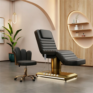 Wood Grain Foot Control LED Base 3 Motor Massage Beauty Bed Without Armrest Hair Washing Facial Bed CE for Beauty Salon - Product Image 1