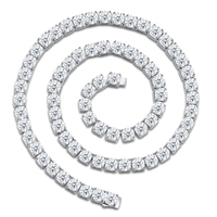 Collier tennis en argent S925 avec moissanite couleur D VVS, 2/3/4/5MM, plaqué or rhodié, élégant et luxueux