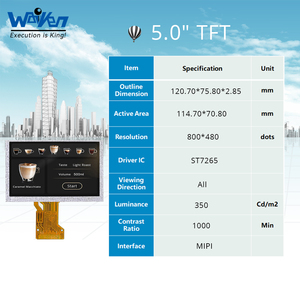 5.0 inch TFT LCD hiển thị <span class=keywords><strong>Modules</strong></span> với 800*480 Độ phân giải đầy đủ góc nhìn st7265 điều khiển IC - Product Image 2