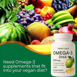 อาหารเสริมโอเมก้า-<span class=keywords><strong>3</strong></span> ดีเอชเอ แบบซอฟต์เจลเข้มข้น 200 มก. ได้รับการรับรองมาตรฐาน GMP รางวัลสุขภาพระดับนานาชาติ บำรุงสุขภาพหัวใจและกระดูก - Product Image 3