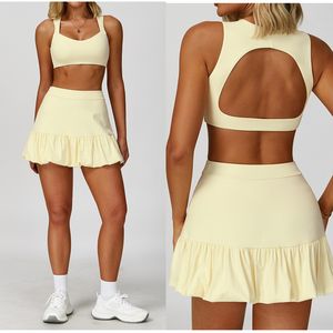 Kadınlar Yoga tenis giyim <span class=keywords><strong>2</strong></span> parça Set naylon Spandex Activewear Golf takım elbise - Product Image 1