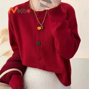 <span class=keywords><strong>Veste</strong></span> pull à manches longues pour femmes décontractées avec boutons colorés haut <span class=keywords><strong>crochet</strong></span>é et chemises pull - Product Image 3