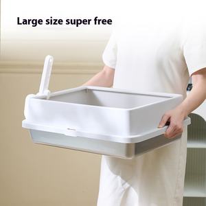 Inodoro abierto a prueba de fugas para gatos, caja de arena de acero inoxidable transfronteriza con espacio interior de 20L para Amazon, nuevo producto de plástico para gatitos - Product Image 3