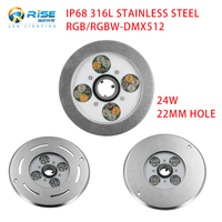 Lumière de fontaine extérieure étanche IP68 RVB LED 16W 316L en acier inoxydable Mini buse contrôle DMX pour paysage sous-marin eau