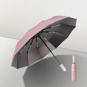 독점 공급 여행 우산 블랙 폰지, 방수 자동 오픈 10 립 접이식 UV 자동 우산/