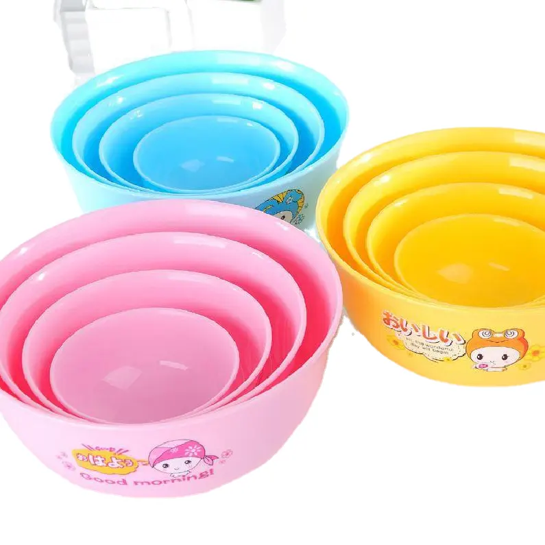 Children's household plastic bowl Round anti-fall anti-hot cartoon cute shape soup baby tableware