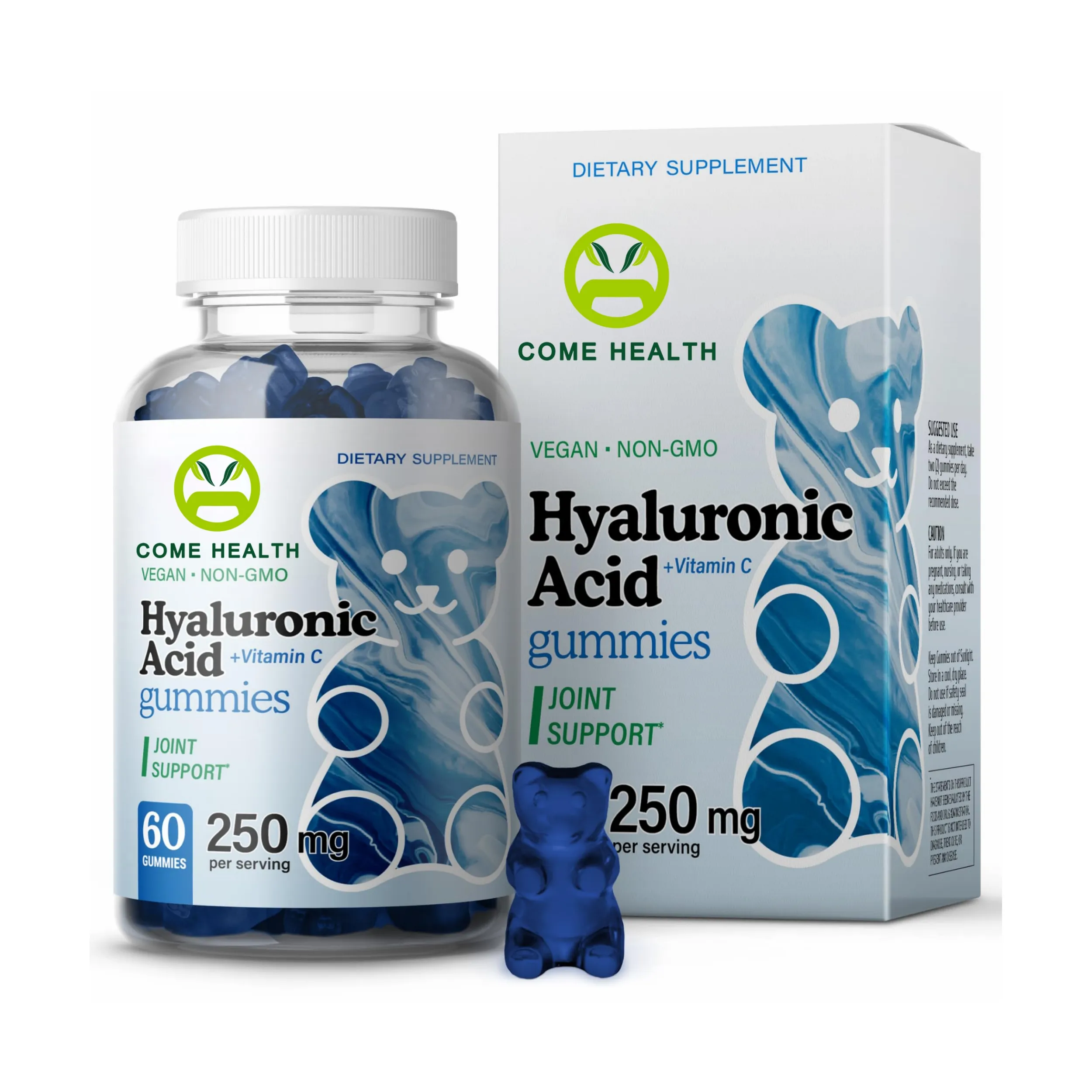 Gomitas de ácido hialurónico orgánico personalizadas al por mayor para el cuidado de la piel y el cabello, gomitas blanqueadoras de la piel con ácido hialurónico