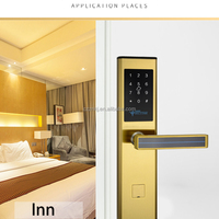 Sistema de Software de Gestión de Cerraduras para Hoteles con Puertas de Madera y Acero Inoxidable, con WiFi en la Nube, Tarjetas de Acceso RFID Plateadas y Doradas