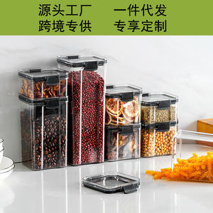 Bocaux de conservation hermétiques en plastique transparent, rectangulaires, 460 ml, 600 ml, 900 ml, 1300 ml, 1800 ml, récipients alimentaires pour céréales et en-cas - Product Image 2