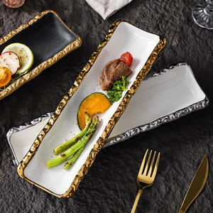 Роскошные винтажные суши тарелки прямоугольное блюдо высокого качества тарелки фарфоровая посуда для ресторана бытовой - Product Image 5