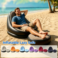 <strong>Best</strong> <strong>Selling</strong> 1.3kg Light Weight Flocked Fabric Lazy <strong>Inflatable</strong> <strong>Chair</strong> with Ottoman for Home Relaxation Camping Music Festival