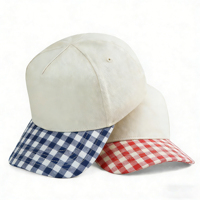 Casquettes de baseball pour femmes HBA54 OEM, 5 panneaux, visière à carreaux, bicolores, streetwear, respirantes, casquettes de sport, design personnalisé