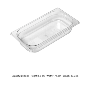 Bac alimentaire en polycarbonate GN 1/3, 32,5 × 17,5 × 6,5 h cm, sans couvercle, -100/+100 ° C - Product Image 3