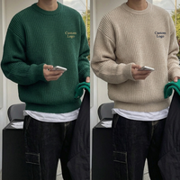 Maßgefertigter Herren-Pullover Schwergewichtiger Gerippter Strick-Rundhalspullover Übergroßer Streetwear Locker Sitzender Winter-Warmer Strickpullover ODM