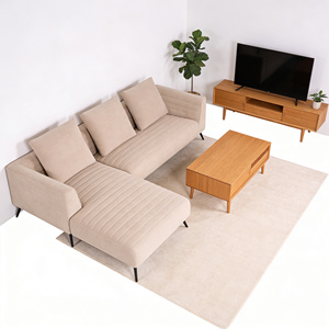 Sofá Modular en Forma de L que Ahorra Espacio, Conjunto Seccional <span class=keywords><strong>Reversible</strong></span> con Chaise Longue, <span class=keywords><strong>Relleno</strong></span> de Esponja y Cubierta de Terciopelo para Sala de Estar de Apartamento - Product Image 2