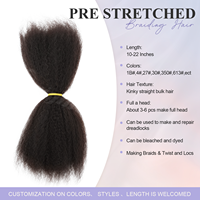 Originea Nuovo Arrivo Capelli Umani Afro Kinky Bulk per Crochet, Capelli Umani Lisci Kinky Bulk per Extension e Intrecciatura, Ingrosso