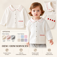 Cardigan pour filles à col Peter Pan, broderie pomme avec points rouges, poche, manches longues, tricoté, vente en gros, OEM, ODM, personnalisé, marque privée