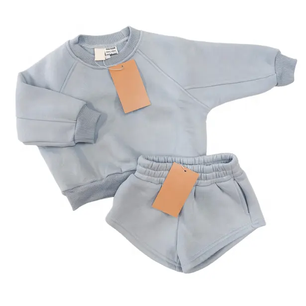 High Quality Brand Tag Label Custom Logo Jumpers Shorts Unisex Girl Boys Clothing Set Kids Sweatsuits Set