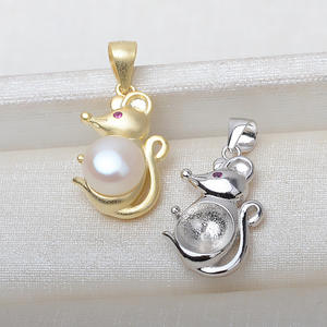 Personalized S925 Silver Zodiac Pendant DIY Accessories for 8-9 Year <b>Rat</b> Empty Stand 2852 Pearl Embryo Mouse Plated Craft Bag - Product Image 1