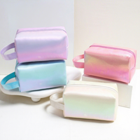 Nouvelle Trousse de Maquillage Multifonctionnelle INS Minimaliste Portable en Polyester Iridescent Imperméable avec Fermeture Éclair, Pochette de Rangement pour Papeterie et Crayons