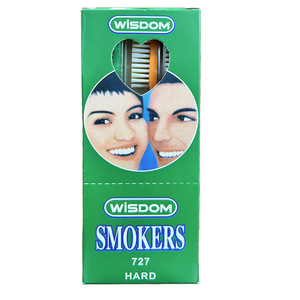 Wisdom Smokers Toothbrush 727 Hard Bristle <b>Large</b> Head 12 <b>Pack</b> Manual Toothbrush for Adults Home Use - Product Image 1
