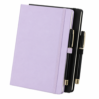 Carnet de notes A5 en cuir PU de haute qualité pour le bureau, l'école, le journal, la planification, avec logo personnalisé, ensemble cadeau avec stylo, bande élastique, papeterie