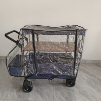 Chariot pliable d'extérieur avec auvent transparent, chariot pliable pour enfant