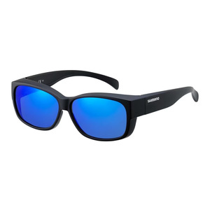 Lunettes de soleil polarisées Shimano Uj-031y, verres miroir bleus, pour la pêche, unisexe, rectangulaires, à monture complète, anti-éblouissement - Product Image 1