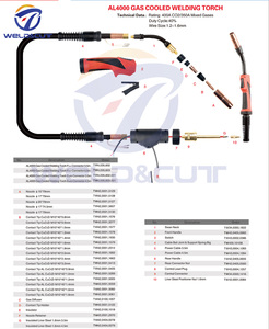 Antorcha <span class=keywords><strong>de</strong></span> Soldadura MIG AL4000 <span class=keywords><strong>de</strong></span> Alto Rendimiento, 400A, Refrigerada por Gas, con Conector Europeo, Compatible con Tipo <span class=keywords><strong>Fronius</strong></span>, Cable <span class=keywords><strong>de</strong></span> 3.5m/4.5m - Product Image 4