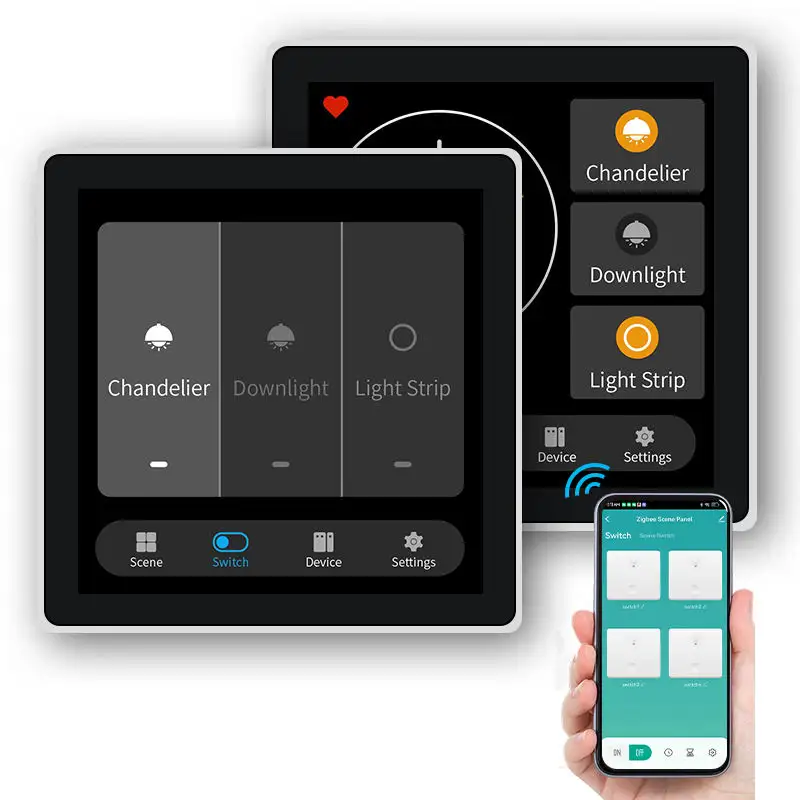 T3E saklar pintar layar sentuh LCD 4 inci, dengan standar EU Gateway Tuya Alexa saklar dinding pintar