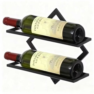 Modern <b>Wall</b> Mounted <b>Wine</b> <b>Rack</b> Black Rectangle 2 Bottle Display <b>Rack</b> For Party Home Decor - Product Image 1