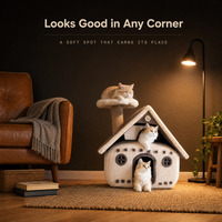 Nichoir de luxe moderne en polyester massif pour animaux de compagnie, lit chaud d'hiver pour petits chiens, maison pour chats, villa