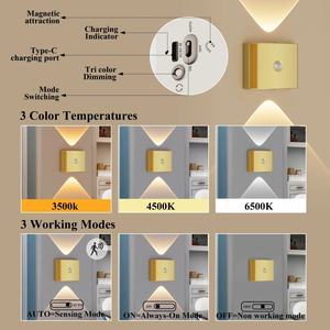 Lámpara de Pared Inalámbrica Moderna con Sensor de Movimiento Magnético, Luz Nocturna Inteligente RGB Recargable por USB para Dormitorio, Lámparas LED de Pared para Cabecera - Product Image 5