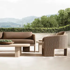 Khách sạn hiện Đại Nội thất sân vườn Patio mây sofa đồ gỗ ngoài trời đặt wicker sofa ngoài trời