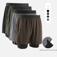 Shorts de sport décontractés pour hommes, taille mi-haute, 2-en-1 avec doublure de compression, séchage rapide, pour la gym, la course, le yoga et le quotidien