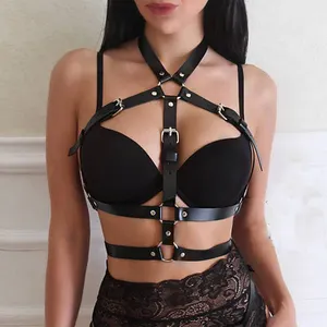 Sexy Black Bondage Bra with Elastic Straps and Spikes for BDSM, Gothic,  Fetish, Club, Party, Dance, Halloween