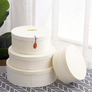Premium Custom Food Packaging Wooden Box Round Cake Veneer Cheese Box Basque Burnt Cheesecake Box