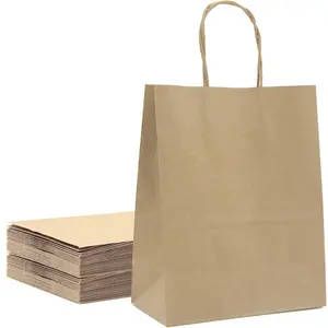 Size color customizable food paper bag paper bag handle rope take away food brown kraft paper bag with handle