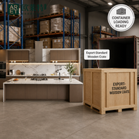 Cuisine modulaire sur mesure ARET avec structure en mélamine, éclairage LED intégré, écologique, garantie 5 ans et plan de travail en quartz