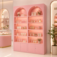 Étagère à livres moderne de grande taille, à arche, éclairée par LED, unité d'affichage pour magasin de détail commercial, armoire de rangement en métal thermolaqué