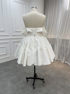 Custom Made Sweetheart Neck Ruched <strong>Top</strong> Lace Elegant Satin Curves <strong>Bride</strong> Plus Size Short Wedding Dress - Product Image 5
