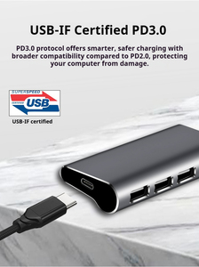 Hot bán <span class=keywords><strong>2025</strong></span> mới nhất 4-Port USB C HUB PD sạc USB 3.0 2.0 Combo Adapter <span class=keywords><strong>Macbook</strong></span> <span class=keywords><strong>Pro</strong></span> máy tính xách tay Docking Station làm bằng kim loại - Product Image 2