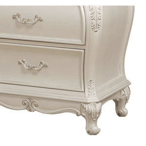 DB Chantelle Table de chevet avec haut en granit moderne de luxe Panneau en bois massif pliable pour chambre salle de bain salle à manger Finition blanche perle - Product Image 4