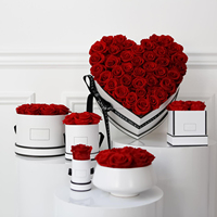 Vente en gros de roses éternelles stabilisées pour la fête des mères, boîte de roses immortelles, fleurs préservées dans une boîte de luxe en forme de champignon