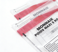 Sacs de dépôt d'espèces imprimés sur mesure avec sceau inviolable, auto-adhésifs, en plastique transparent pour opérations bancaires